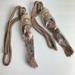 Gold Curtain Tie Backs Tassel Set (2 Tassels) Tan Faux Jewel New
